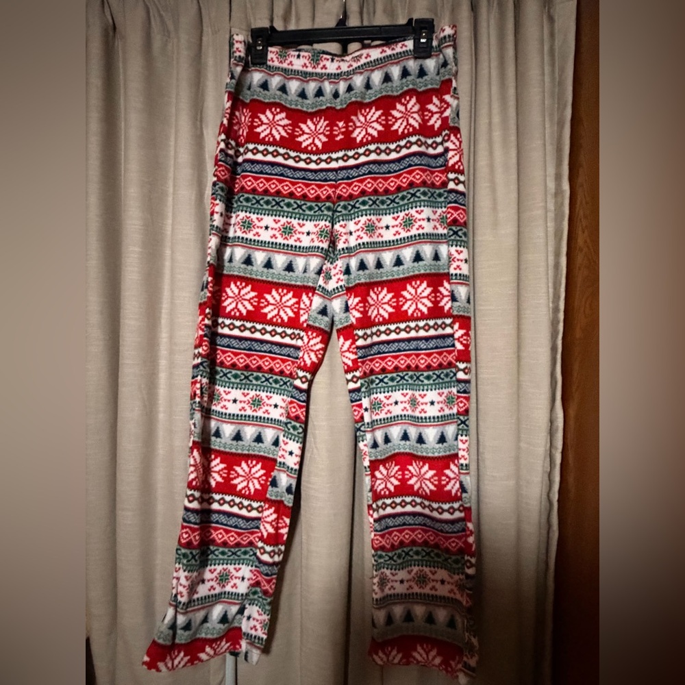 Festive Red and White Snowflake Pajama Pants